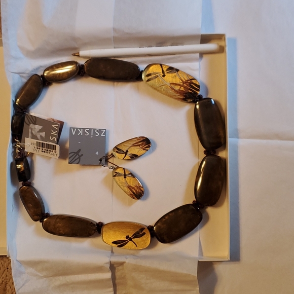 zsiska set necklace earrings hand made